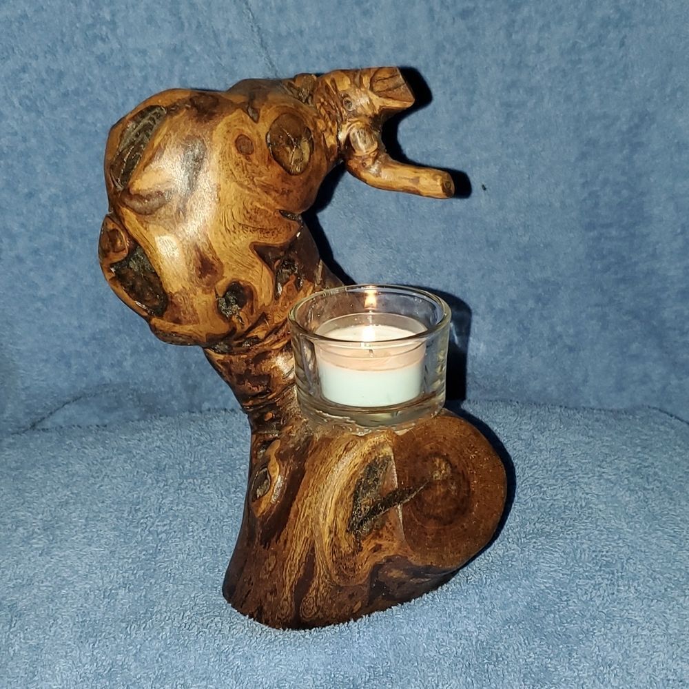 Burl Wood Candle Holder